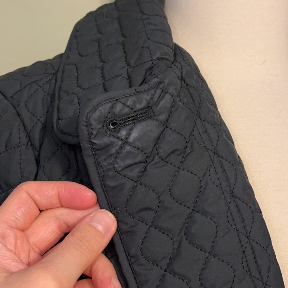 Lands’ End Women’s Small Black Quilted Lightweight Button Down Coat Front Pocket - Picture 11 of 12